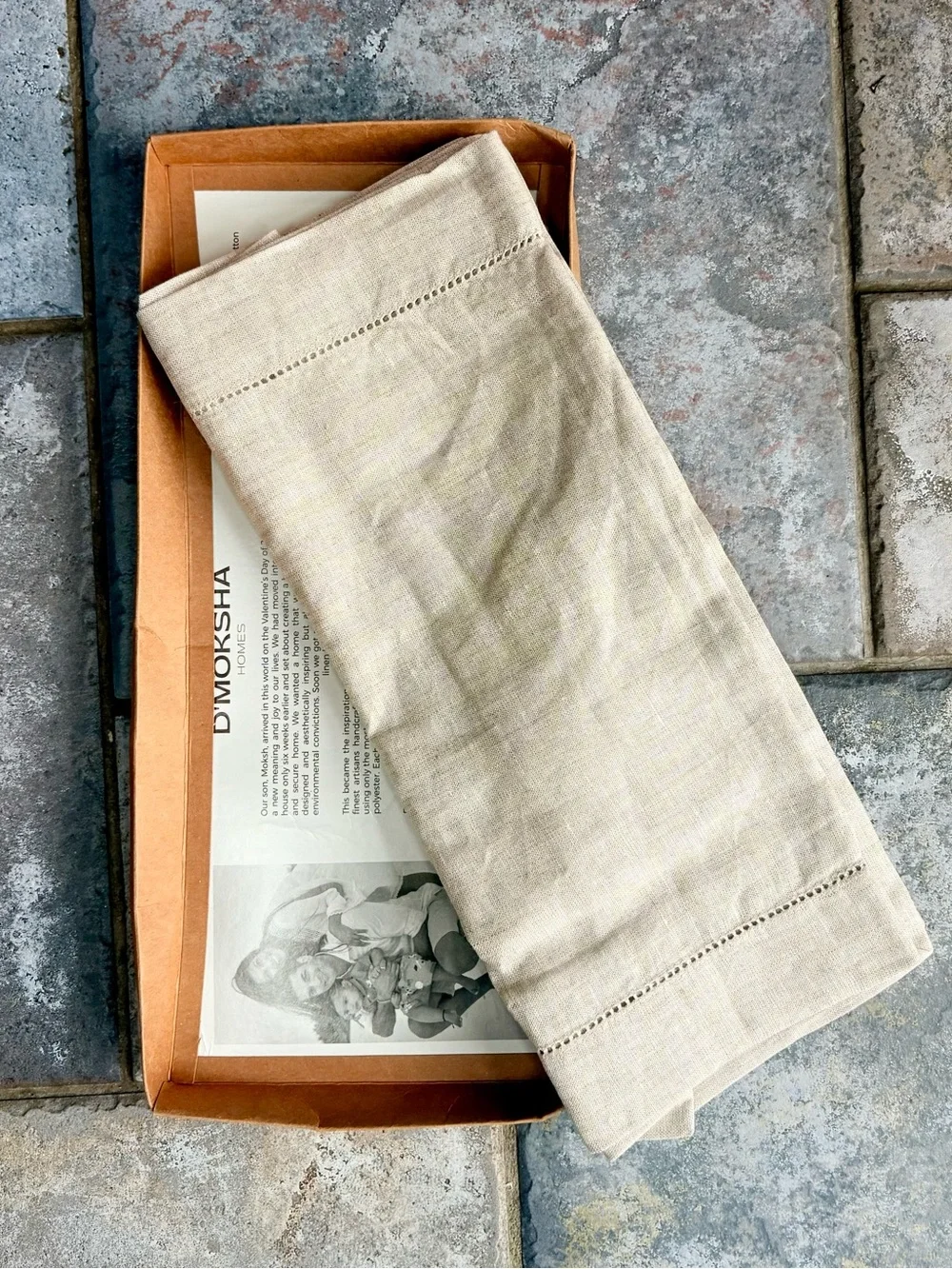 New D’Moksha Homes 100% Linen White Table Runner 14x106” Luxury Hemstitch Boxed